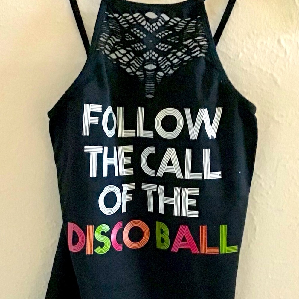 No boundaries FOLLOW THE CALL OF THE DISCO BALL tight fit tank top tummy control